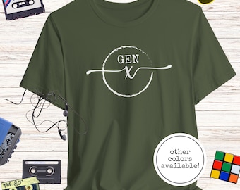 GEN X Bella + Canvas 3001 t-shirt, GEN X distressed circle logo, Vintage Retro style tshirt, Generation X Nostalgia shirt, Gift for Gen X-er