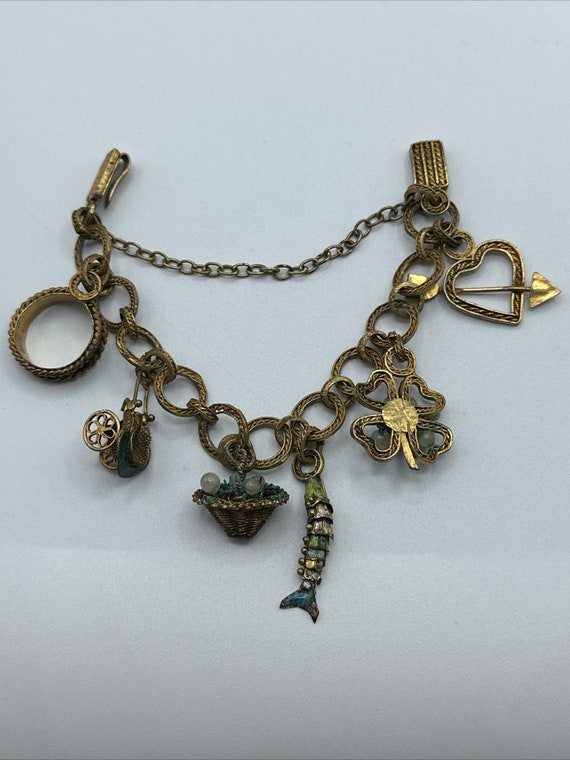 Antique Rare Chinese Gilt Silver Charm Bracelet Ha