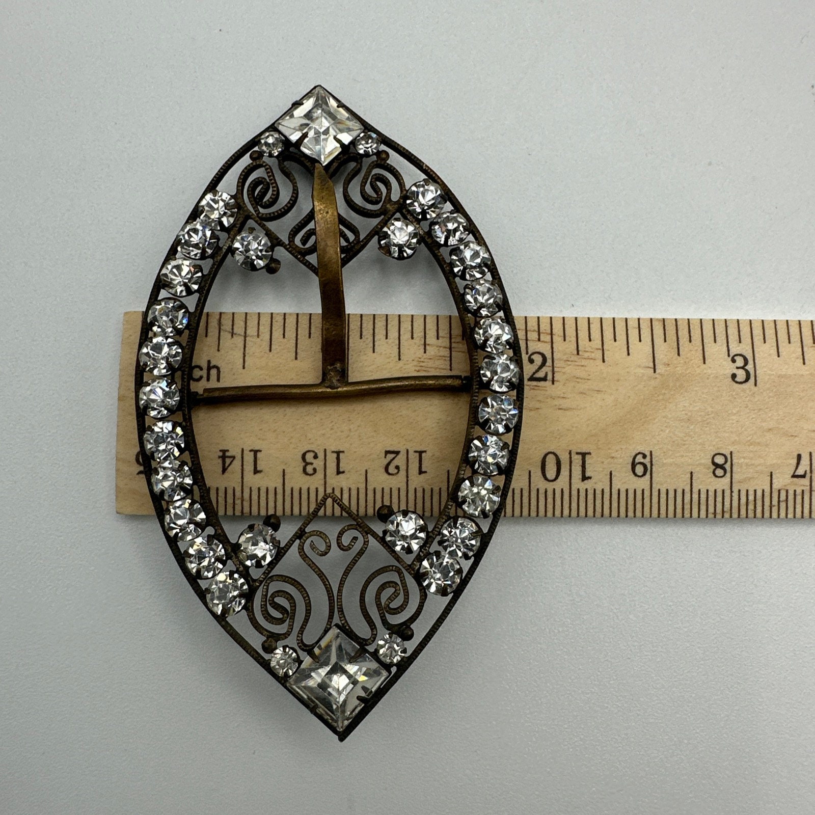 Victorian White Paste Rhinestone Belt Buckle Czechoslovakia  display picture 3