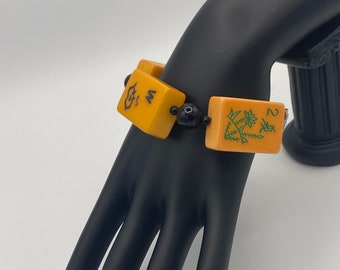 Vintage mahjong link bracelet