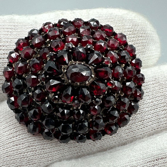 Antique Garnet Brooch And Earrings Set #706 - image 3