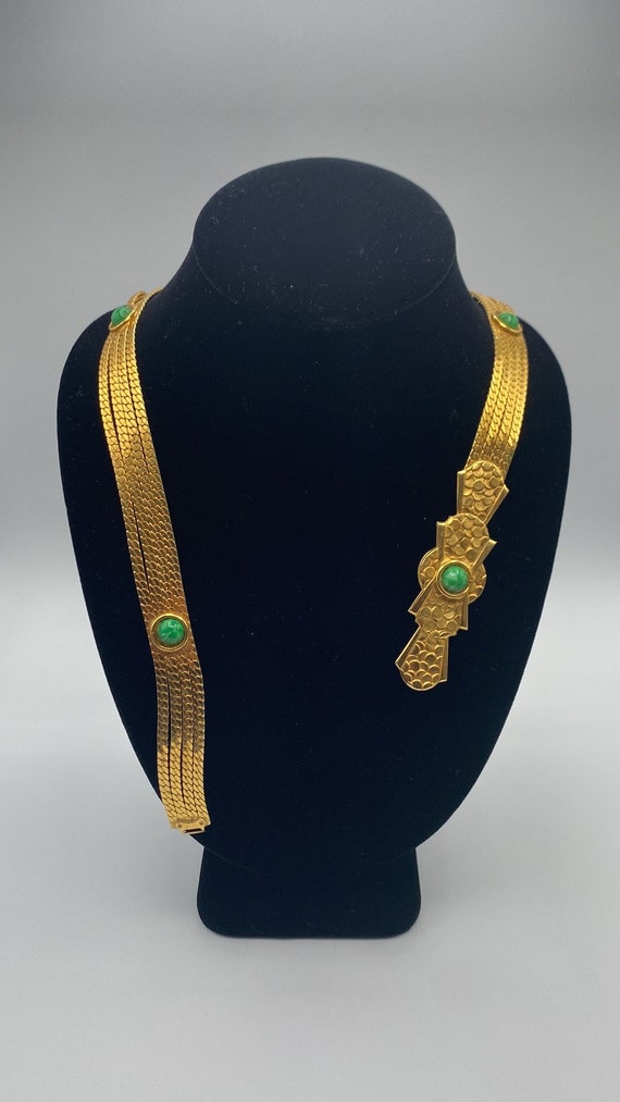 Christian Dior vintage gold jade belt