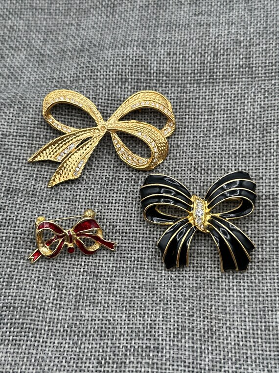 Vintage amazing bow brooch set of 3 #032 - image 1