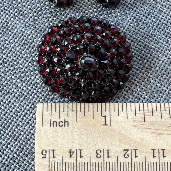 Antique Garnet Brooch And Earrings Set #706 - image 7