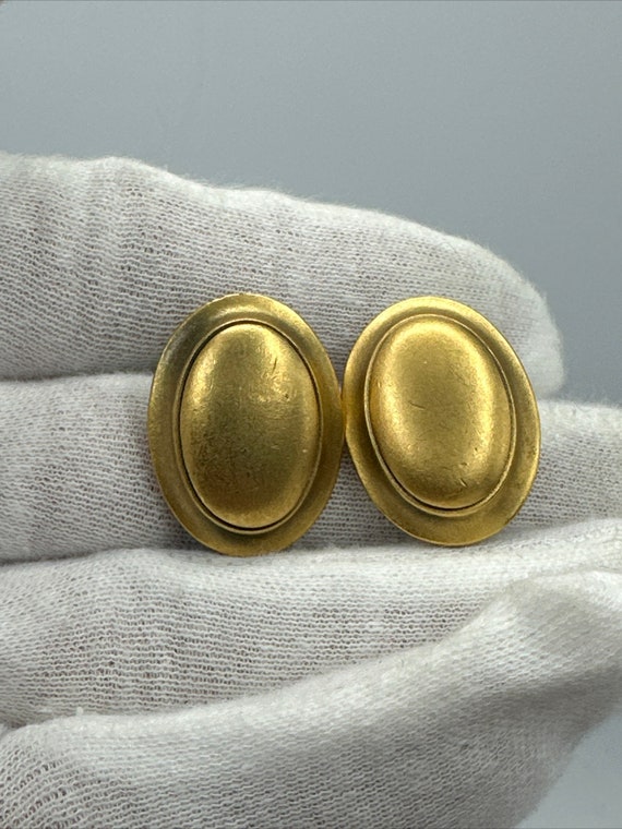Vintage 1970’s YSL earrings clip on gold matte to… - image 1