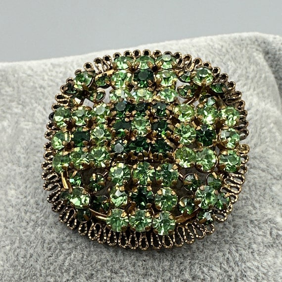 Antique Austria Green Rhinestone Brooch #664