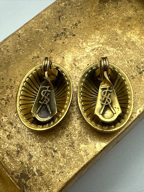 Vintage 1970’s YSL earrings clip on gold matte to… - image 2