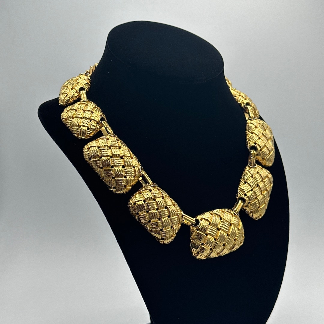 Haute Couture Designer PAULINE RADER Necklace Chunky Runway Basketweave ...