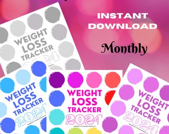Green Weight Loss Tracker, Monthly *INSTANT DOWNLOAD*