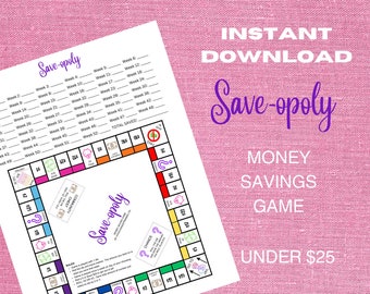 Save-opoly Money Savings Game Under 25, Printable *INSTANT DOWNLOAD*