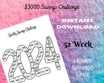 2024 Weekly Money Savings Challenge, Printable *INSTANT DOWNLOAD*