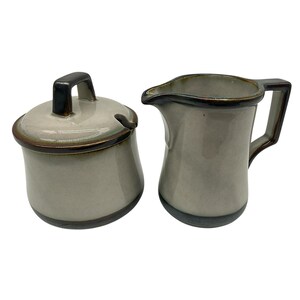 Bing & Grondahl Tema Stoneware Creamer and Sugar Bowl with Lid Vintage Danish