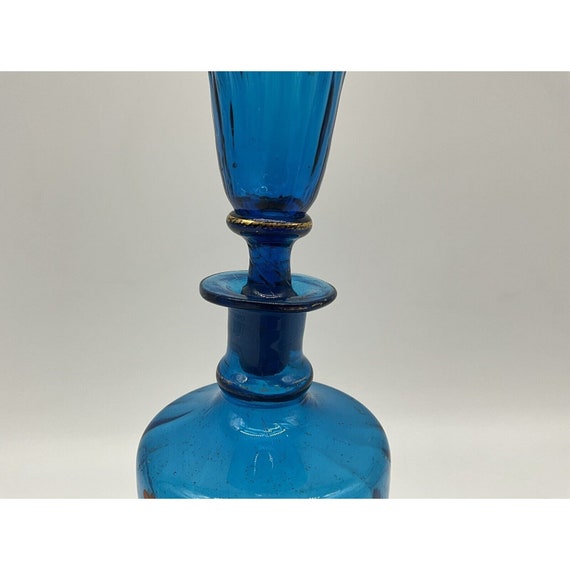 Antique French Blue Perfume Glass Vanity Bottle w… - image 8