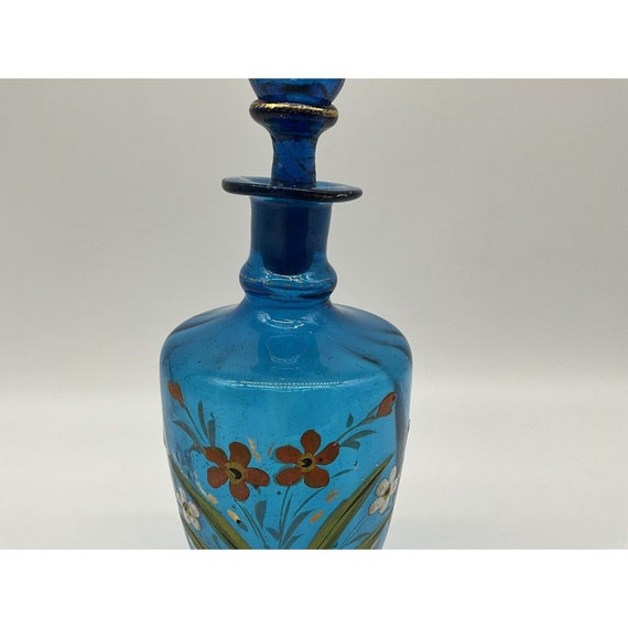 Antique French Blue Perfume Glass Vanity Bottle w… - image 7