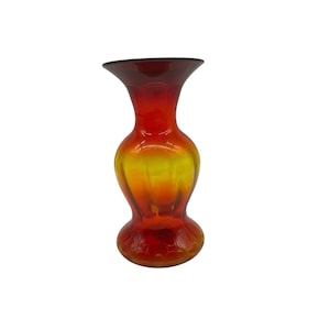 Large 11 Inch Blenko Amberina Vase Signed and Dated on the Bottom Vintage