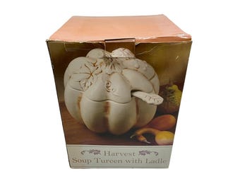 Harvest Soup Tureen with Ladle, Blackhawk LLC NIB Vintage Retro Holiday Style
