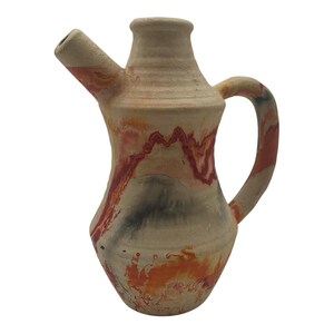 Nemadji Vintage Pottery Native American Indian Orange Vessel Pitcher 7.5 x6" USA