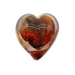 Heart Art Glass Gorgeous Red and Black Paperweight Quality Glass Polished Bottom