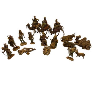 1983 Fontanini Depose Italy Nativity Figurines W/Spider Mark 5&quot; Set of 17 VTG