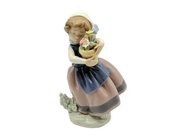 1983 Retired Lladro 5223 "Spring is Here" Girl with Flowers Pot Figurine Vintage