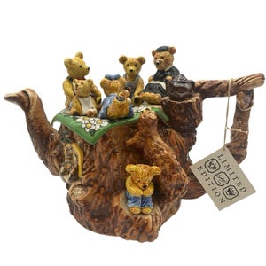 Paul Cardew Large Teddy Bear Picnic Teapot Limited Edition, Signed in 18K Gold