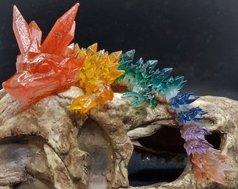 Rainbow Glitter Crystal Dragon
