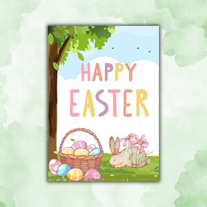 Easter Card | Springtime Bunny Easter Card | Happy Easter | Pastel Colors | Instant Download | Digital Download | Instant Print | Template