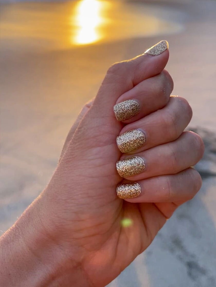 Golden Glitter Nail Strips Etsy