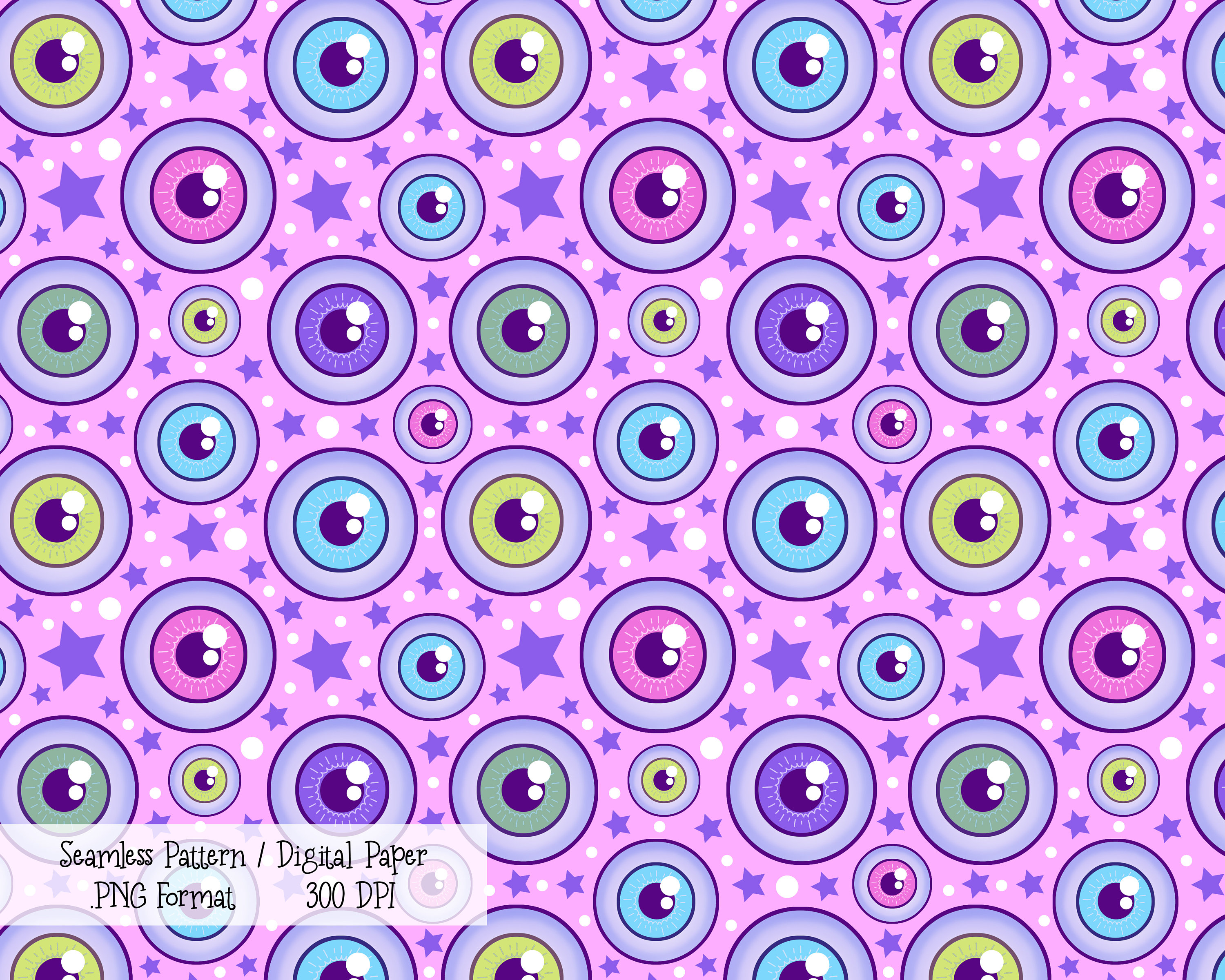 Creepy Cute Pastel Goth Eyeball Seamless Pattern Kawaii Etsy