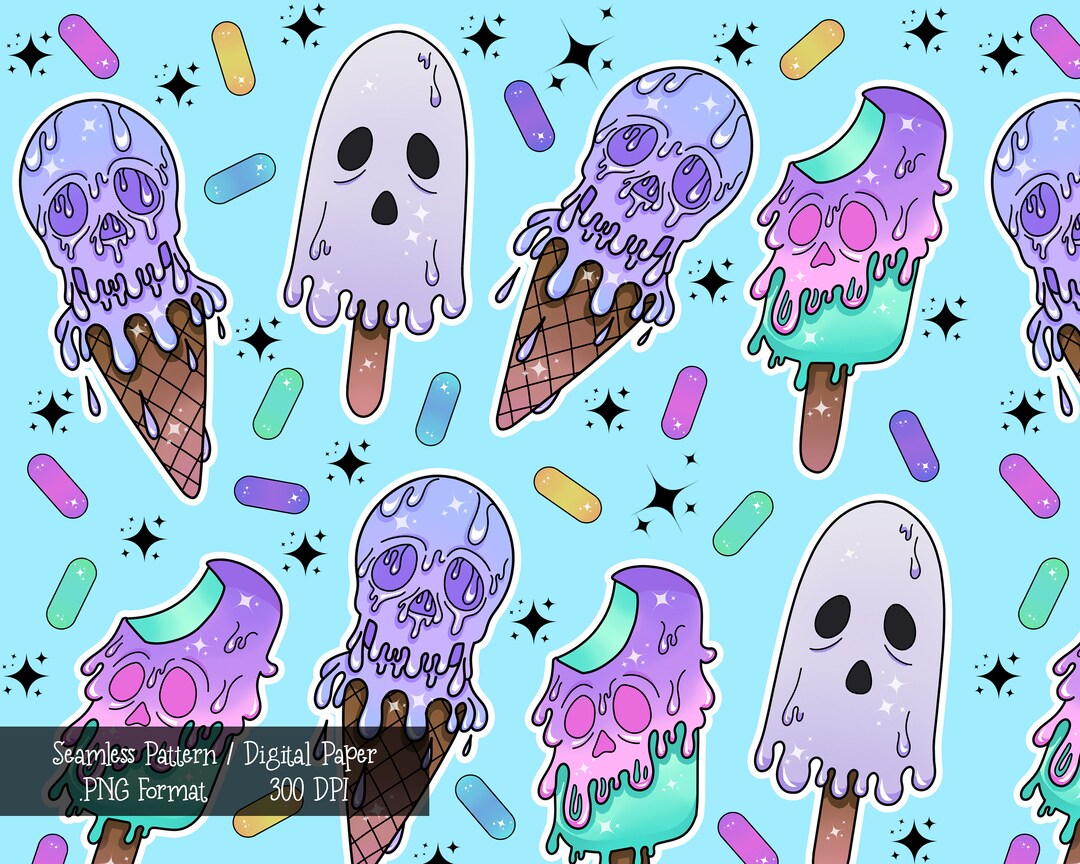 Creepy Cute Pastel Goth Ice Cream Pattern Pastel Goth Ice Etsy