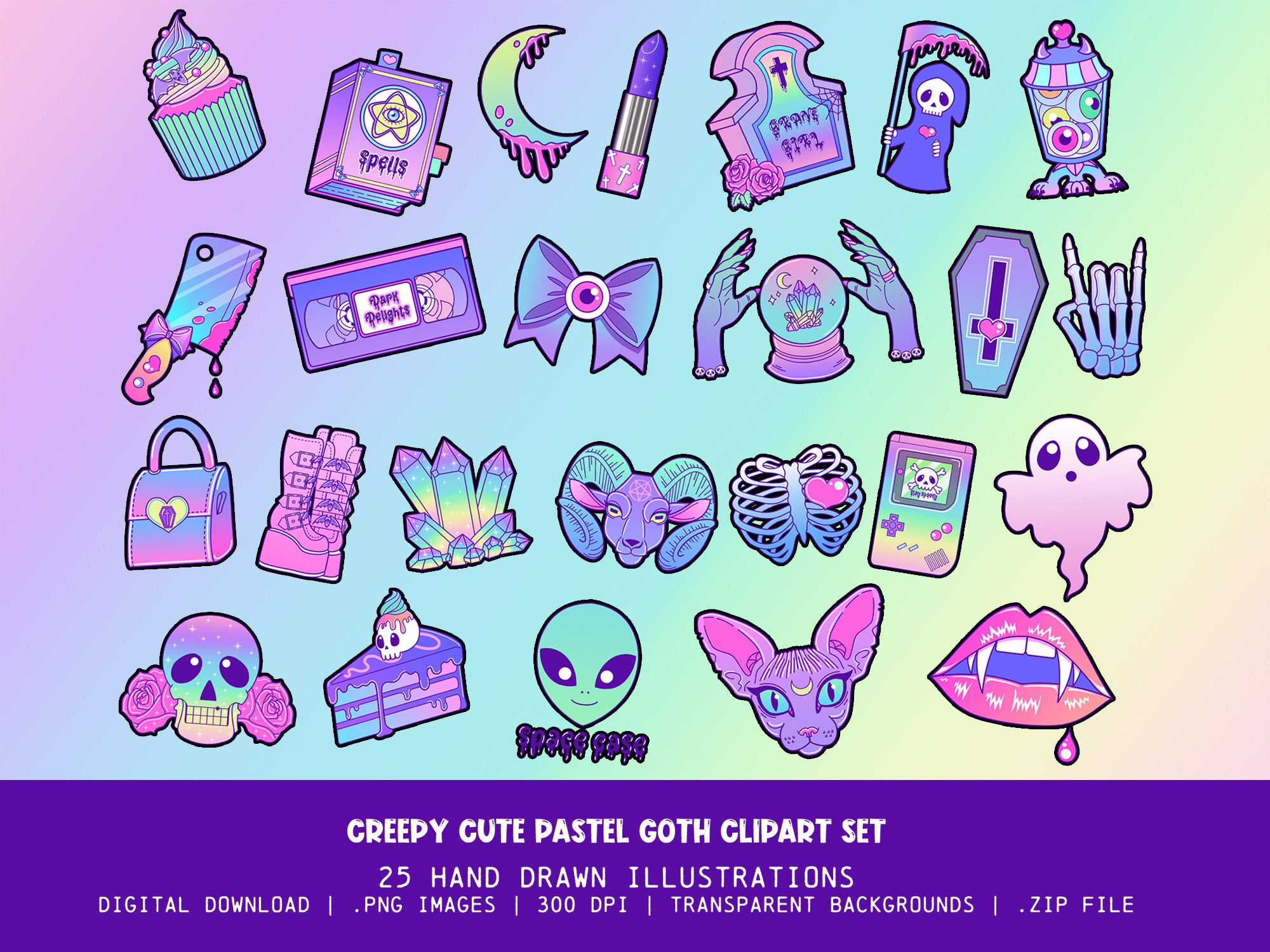 Alien Sticker - Pastel Grunge Stickers Clipart, clipart, png clipart