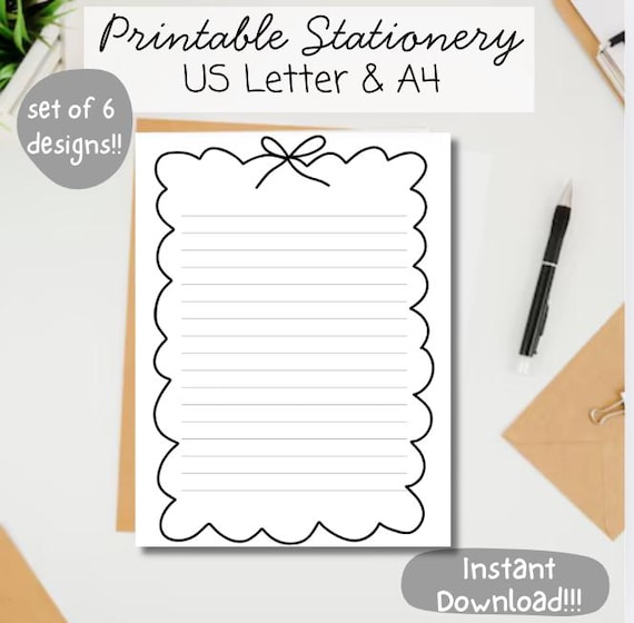 Coquette Bow Printable Stationery: Lined & Unlined Paper (Digital Download)