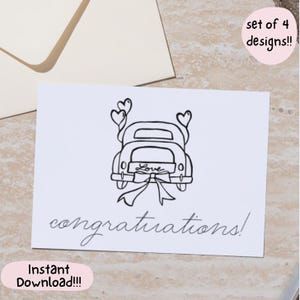 Carte imprimable de félicitations de mariage, carte de jour de mariage, carte de mariage imprimable, mariage, carte pour le mariage, carte de félicitations de mariage