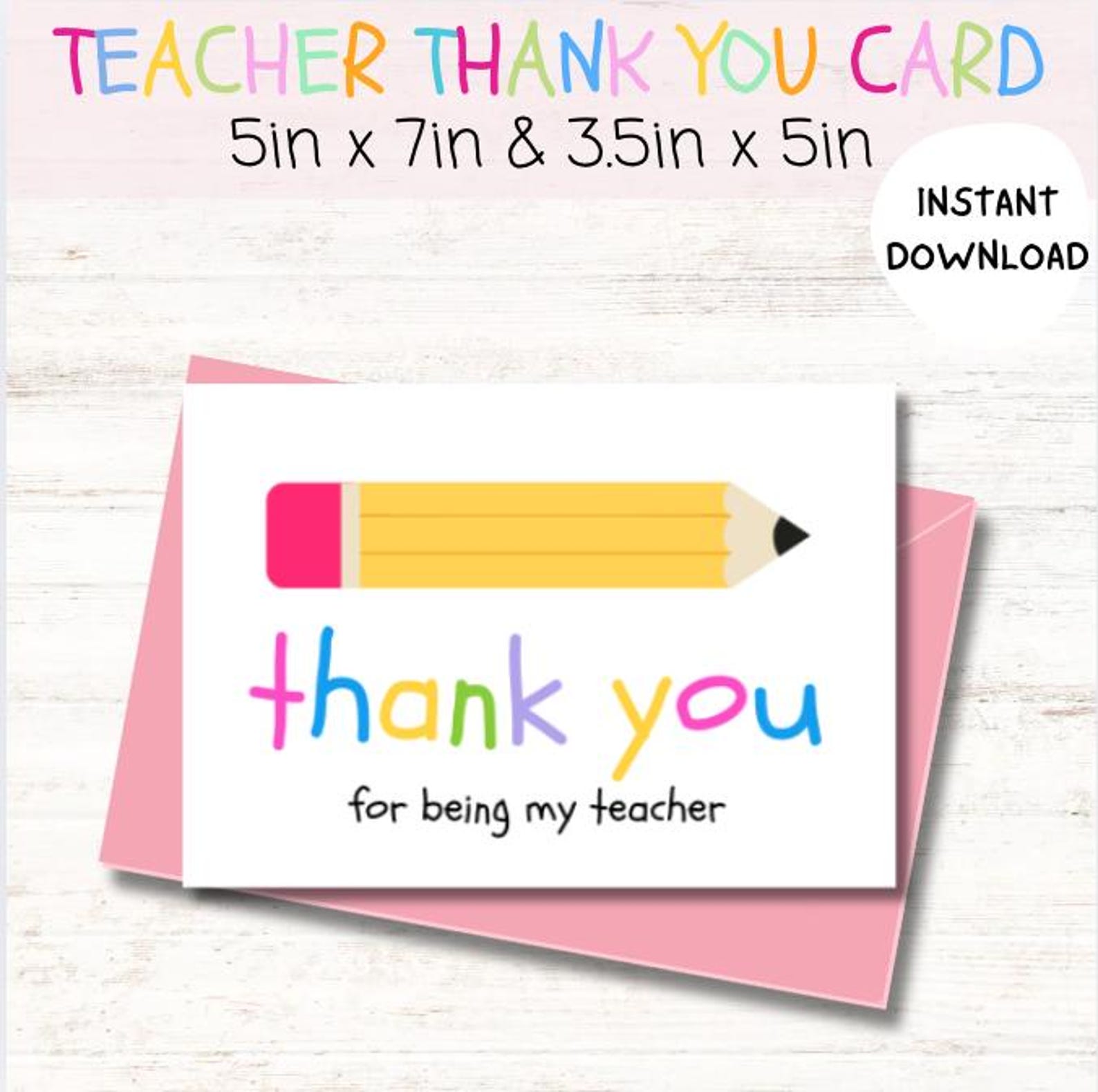 Printable Teacher Thank You Card, Teacher Thank You Cards, Teacher