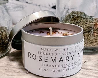 Rosemary Mint | All Natural Soy Wax & Dried Herbs | Essential Oil Infused | 6 oz.