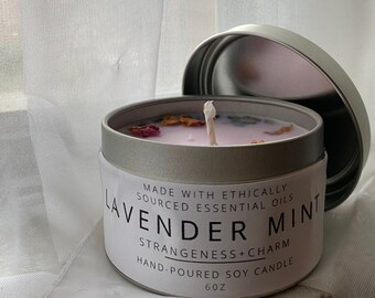 Lavender Mint | All Natural Soy Wax & Dried Herbs | Essential Oil Infused | 6 oz.