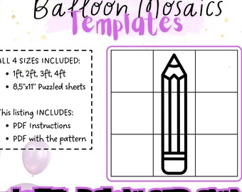 Pencil, Mosaic Form, kindergarten, school, Mosaic Balloons, 1ft, 2ft, 3ft, 4ft, DIY Decor, Digital Download