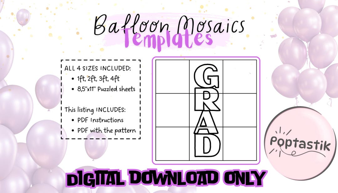Graduation Balloon Mosaic Template GRAD PDF | Digital Download, Diy ...