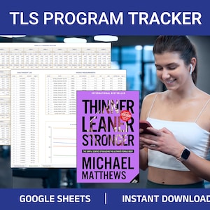 Verdünner, Leaner, Stärker Programm, Workout-Spreadsheet, Professionelles Overload Training, Gewichtsverlust, Messungen Tracker, Michael Mattws