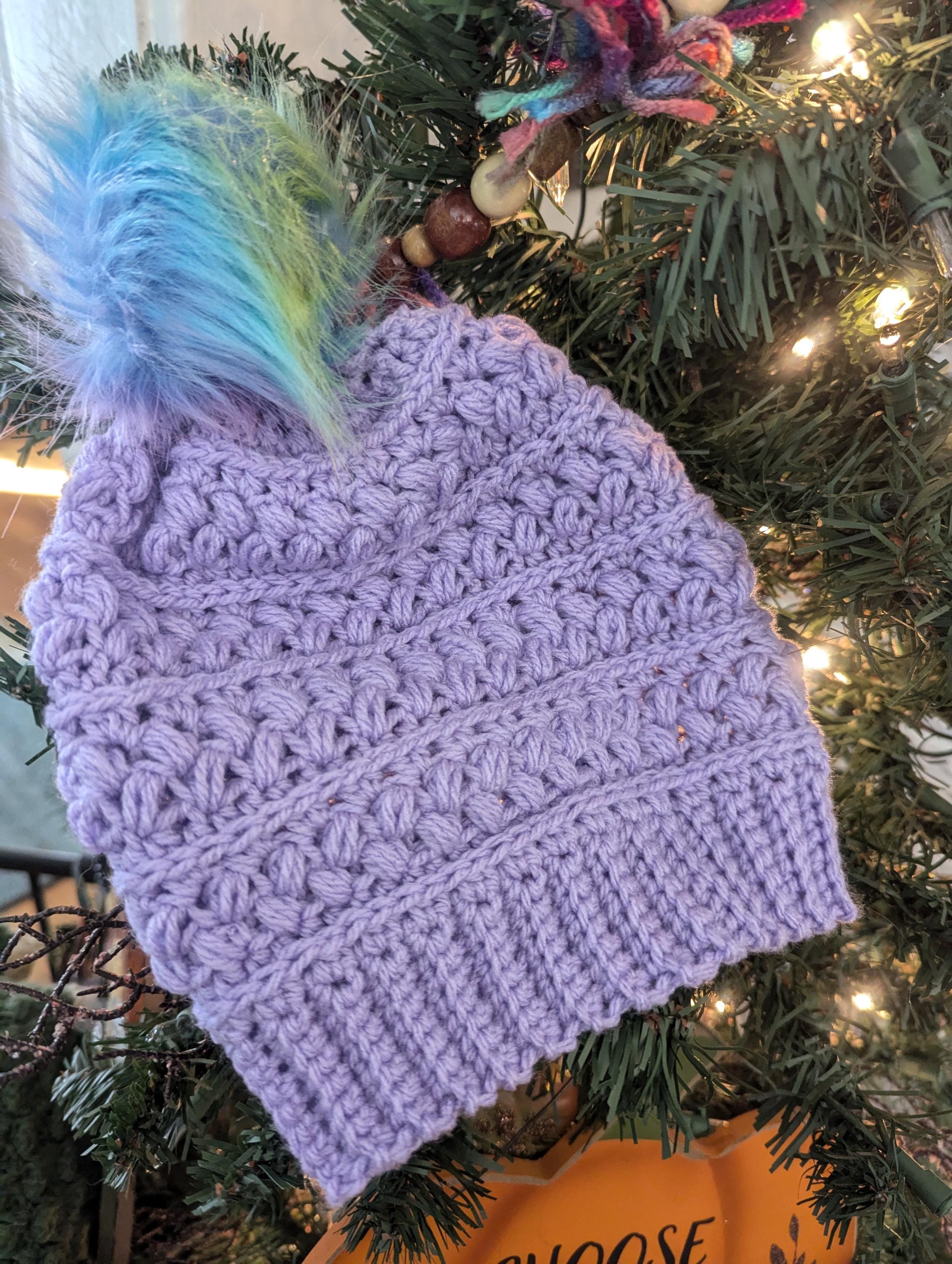 LoveShackFancy NWT Cozy Lilac Knit Pom-Pom Hat