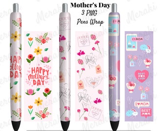 3 Mothers Day Pen Wrap, Pens design, PNG wrap, Mom day, Best Mom Wrap, Epoxy pen wrap