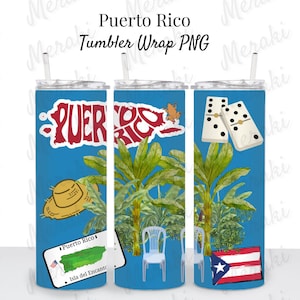 Puerto Rico Tumbler Wrap: 20oz Skinny Tumbler Design (PNG Digital)
