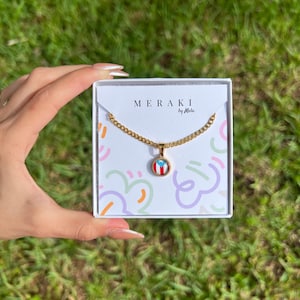 Puerto Rico Necklace/Boricua Flag Necklace/Stainless Steel necklace/Handmade Jewelry