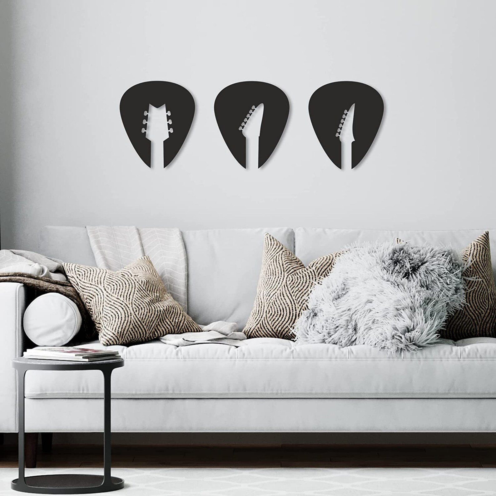 3 Piece Wood Wall Art Set Wooden Guitar Wall Decor Guitar Etsy