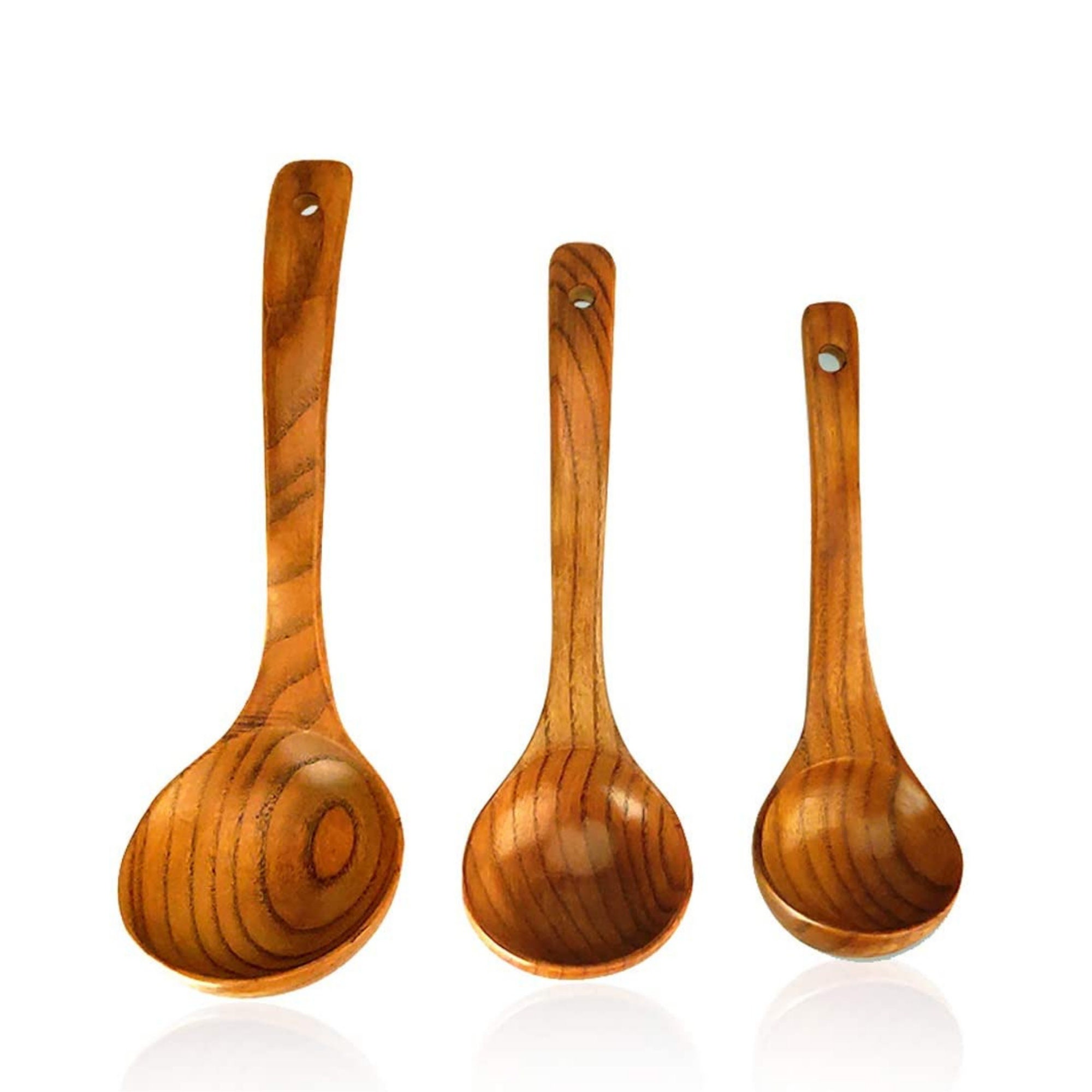 Set of 3 Wooden Handmade Spoons Wood Ladle Set 12 Etsy