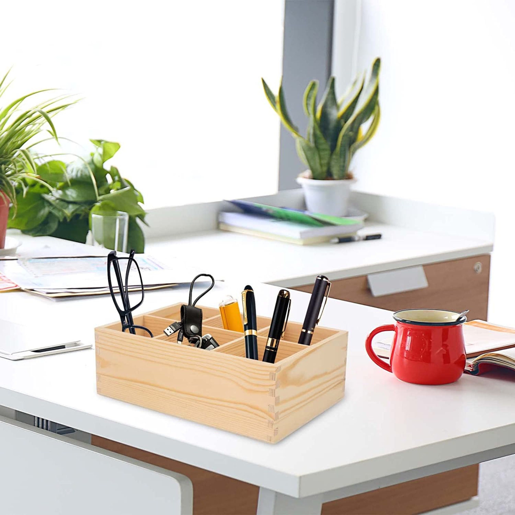 Wood Desk Decor, Pencil Holder, Desk Organizer, Reclaimed Wood Pen Holder  by Peg and Awl Large Desk Caddy 