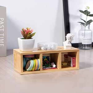 NAUMOO Natural Wood Desk Organizer - Multi-Compartment Wooden Organizers  for Home, Office, Cubicle Accessories - Table Caddy for Desktop and  Workspace