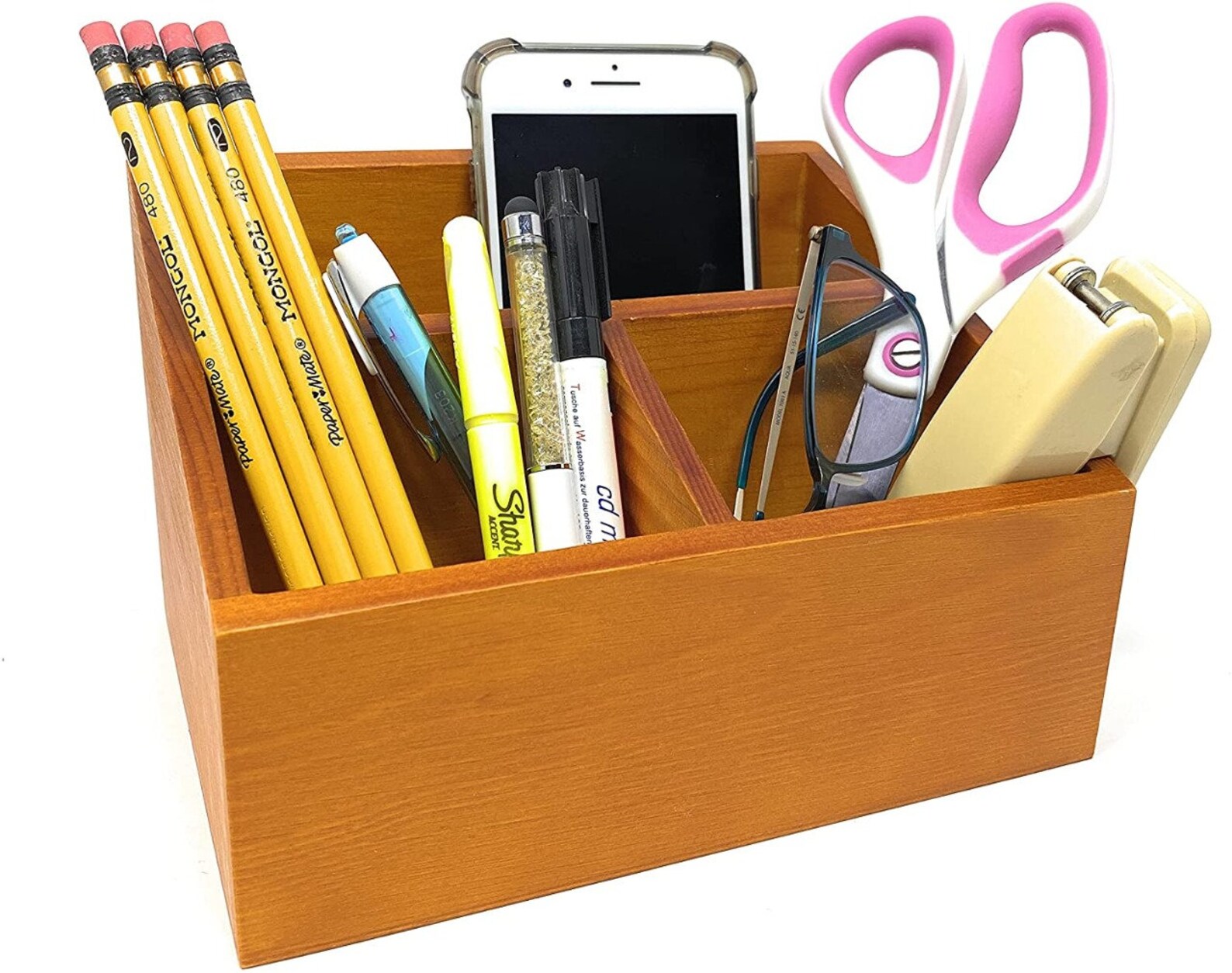 Wood Desk Organizer Box, Christmas Gift, Gift for Dad, Birthday Gift