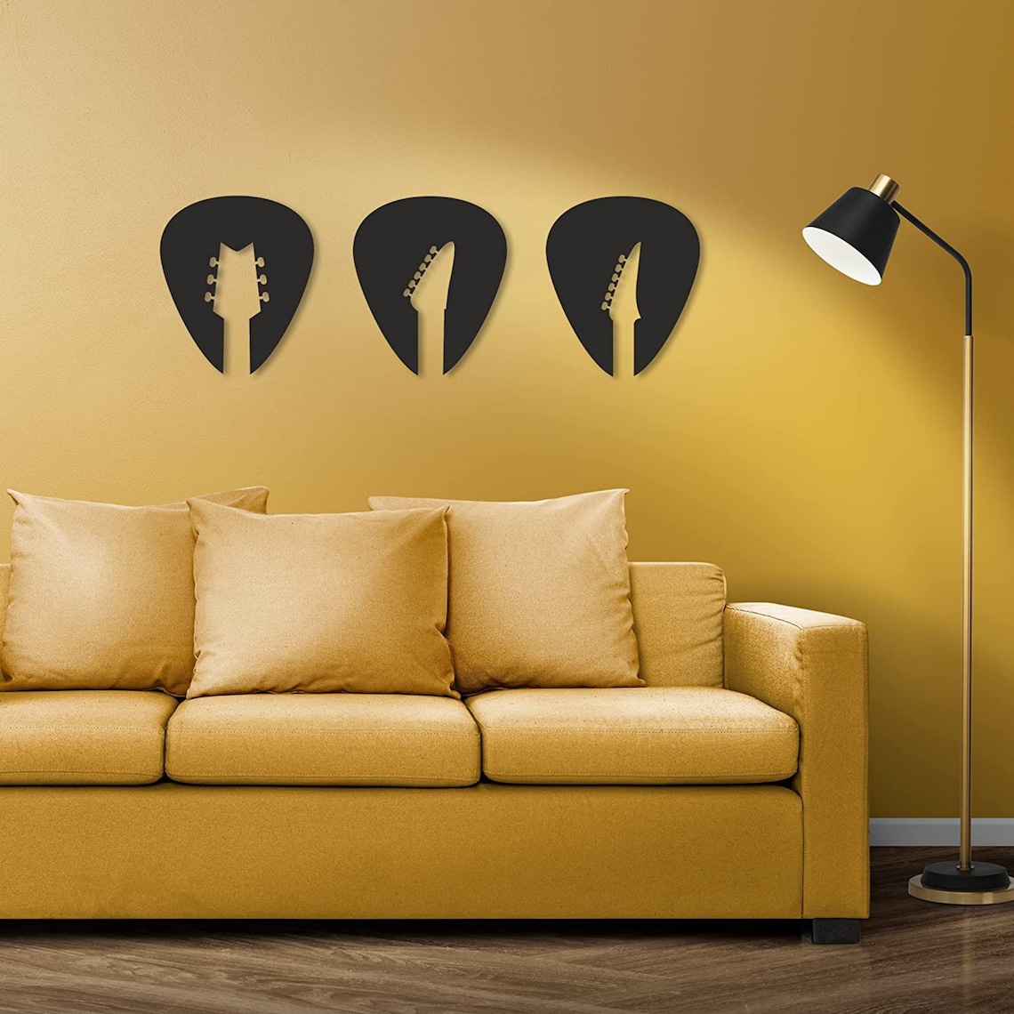 3 Piece Wood Wall Art Set Wooden Guitar Wall Decor Guitar Etsy