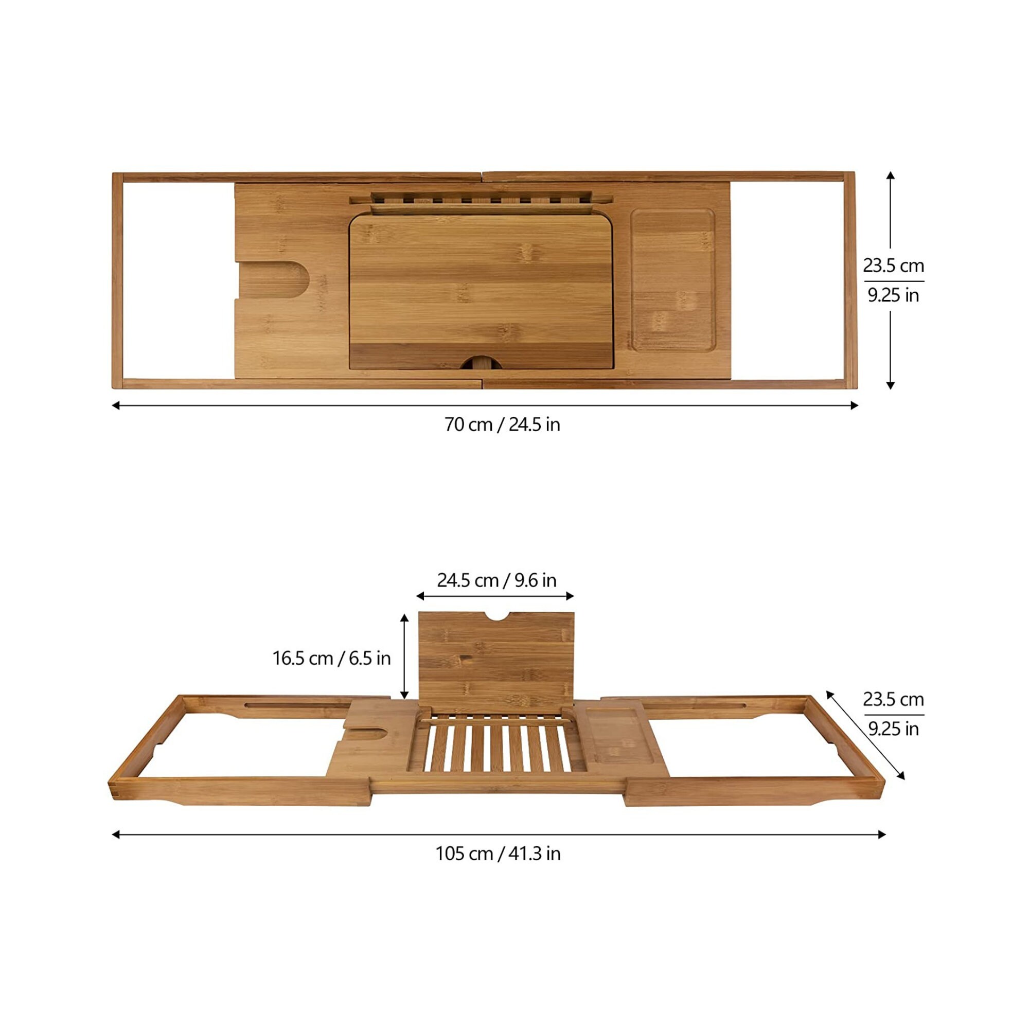 Bamboo Bathtub Tray Expandable Bath Tray for Tub With Book Etsy